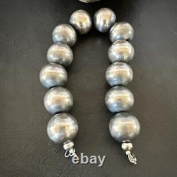 Navajo Pearl 18mm Round Beads 9 Sterling Silver Bracelet 17161