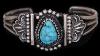 Navajo Sterling Silver And Morenci Turquoise Bracelet By Leon Martinez 02