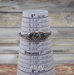 Navajo Turquoise Cuff Bracelet Bear Paw Claws Sterling Silver Dainty Small 8.2gr