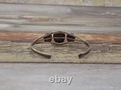 Navajo Turquoise Cuff Bracelet Bear Paw Claws Sterling Silver Dainty Small 8.2gr