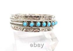 Navajo Turquoise Sterling Silver Stacker Cuff Bracelet Stamped