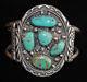 Navajo Vintage Sterling Silver And Natural Turquoise Cuff Bracelet, Old Pawn