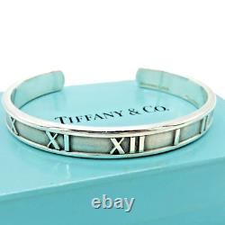 Near Mint TIFFANY&Co Atlas Roman Numerals Cuff Bracelet Silver 925 From JAPAN