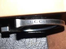 New $1300.00 Gucci Logo Horseshoe Italy 925 Sterling Silver Bracelet Size G 21