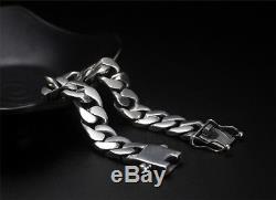 New! 925 Sterling Silver Cross Chain Biker High Polish Curb Chain Heavy Bracelet