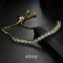 New 9Ct Round Cut VVS1/D Diamond Tennis Women's Bracelet 14K Yellow Gold Finish