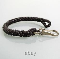 New Authentic Gucci Leather Woven Braided Bracelet, Unisex, Dark Brown, 246147
