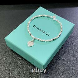 New BLUE Tiffany & Co. Solid Sterling Silver Bracelet with Box Bag & Gift Pouch