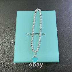New BLUE Tiffany & Co. Solid Sterling Silver Bracelet with Box Bag & Gift Pouch