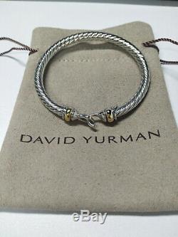 New Classic David Yurman Sterling Silver 18k gold 5mm cable buckle bracelet