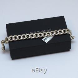 New DAVID YURMAN 14mm Buckle Bracelet Curb Chain Sterling Silver 14K Gold Med
