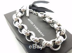 New David Yurman Cable Sterling Silver Large Round Chain Link Toggle 8' Bracelet