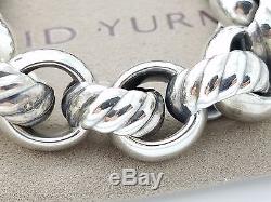New David Yurman Cable Sterling Silver Large Round Chain Link Toggle 8' Bracelet
