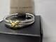New David Yurman Sterling Silver 14k Gold X Crossover Double Cable Cuff Bracelet