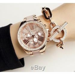 New Genuine Michael Kors Mk6096 Wren Crystal Rose Gold Ladies Watch Uk