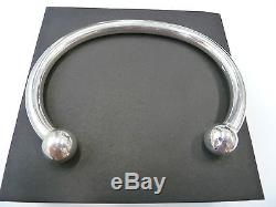 New Heavy Men's Solid Sterling Silver. 925 Torque Bangle 68 grams- 12mm balls