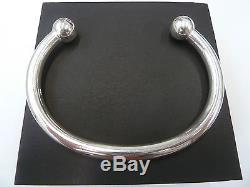 New Heavy Men's Solid Sterling Silver. 925 Torque Bangle 68 grams- 12mm balls