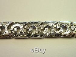 New Heavy Mens Solid Sterling Silver. 925 Patterned link Bracelet 8 27 grams