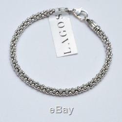 New LAGOS Caviar Sterling Silver 4mm Rope Bracelet 7.4 NWT
