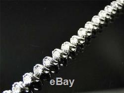 New Ladies Womens White Gold Finish Genuine Diamond Tennis S-Type Bracelet. 31 C