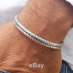 New Men's Women Braided Cuff Bracelet 925 Sterling Silver Bangle Free Size 32g