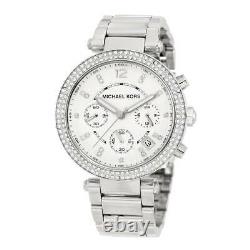 New Michael Kors Mk5353 Silver Parker Glitz Ladies Women's Chronograph Watch