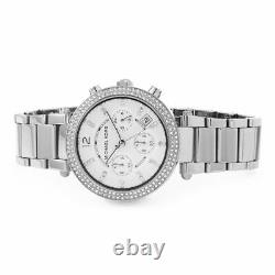 New Michael Kors Mk5353 Silver Parker Glitz Ladies Women's Chronograph Watch