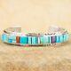 New Navajo Indian Sterling Silver Turquoise Raised Inlay Cuff Bracelet By Peb