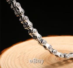 New! Real 925 Solid Sterling Silver Biker Bike Link Chain Bracelet Bangle Cuff