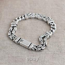 New Solid 925 Sterling Silver 11mm Two Layer Byzantine Link Bracelet 7.87 8.66