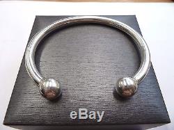 New Solid Sterling Silver. 925 Heavy Torque Bangle 50 grams 12mm balls
