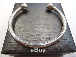 New Solid Sterling Silver. 925 Heavy Torque Bangle 50 grams 12mm balls