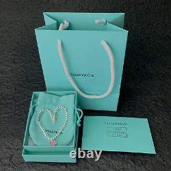 New Tiffany & Co. Solid Sterling Silver Bracelet with Box Bag & Gift Pouch PINK