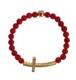 Nialaya Women Red Gold Bracelet 925 Sterling Silver Coral Handmade Beaded Bangle