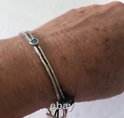 Noa Zuman Israel Sterling Silver Bangle Bracelet w Turquoise Opal Blue Stones