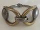 Nwt Auth. $2190 Gucci Bracelet Sterling Silver With Gold Aged Finish Horsbit Sz18