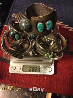 Old Lot Of XX old pawn navajo Sterling silver turquoise bracelets