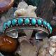 Old Navajo Turquoise Handmade Row Cuff Bracelet In Sterling With Raindrops 25 Gr