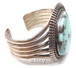 Old Pawn Navajo Sterling Silver Blue Mountain Turquoise Bracelet
