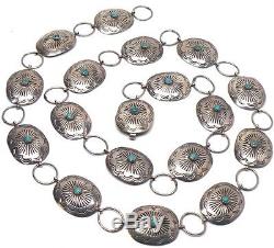 Old Pawn Navajo Sterling Silver Turquoise Handmade Concho Belt