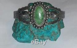 Old Pawn Navajo Turquoise & Sterling Silver Cuff Bracelet Signed Silver Arrow
