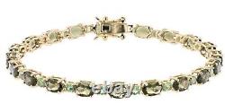 Oval 6X4 Moldavite Tennis Bracelet 14K Gold Plated 925 Sterling Silver Bracelet