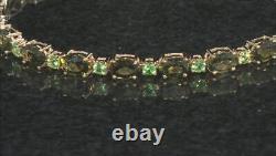 Oval 6X4 Moldavite Tennis Bracelet 14K Gold Plated 925 Sterling Silver Bracelet