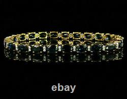Oval Cut Blue Sapphire Diamond 14K Yellow Gold Over Vintage Tennis Bracelet 7.5