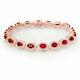 Oval Simulated Ruby Anniversary Bracelet In Solid 925 Sterling Silver