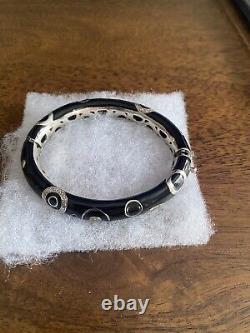 Oval Sterling and Black Enamel bracelet with crystals