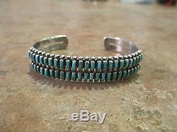 PERFECT Vintage ZUNI Sterling Silver PETIT POINT Turquoise ROW Cuff Bracelet