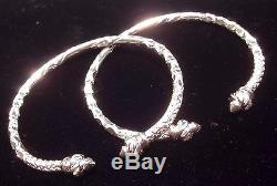 Pair Of Pointy Screw Head Handmade West Indian Sterling Silver Bangles