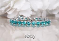 Paraiba Tourmaline Bracelet Tennis Bracelet Oval Chain Bracelet Bridal Gifts