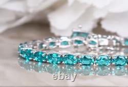 Paraiba Tourmaline Bracelet Tennis Bracelet Oval Chain Bracelet Bridal Gifts